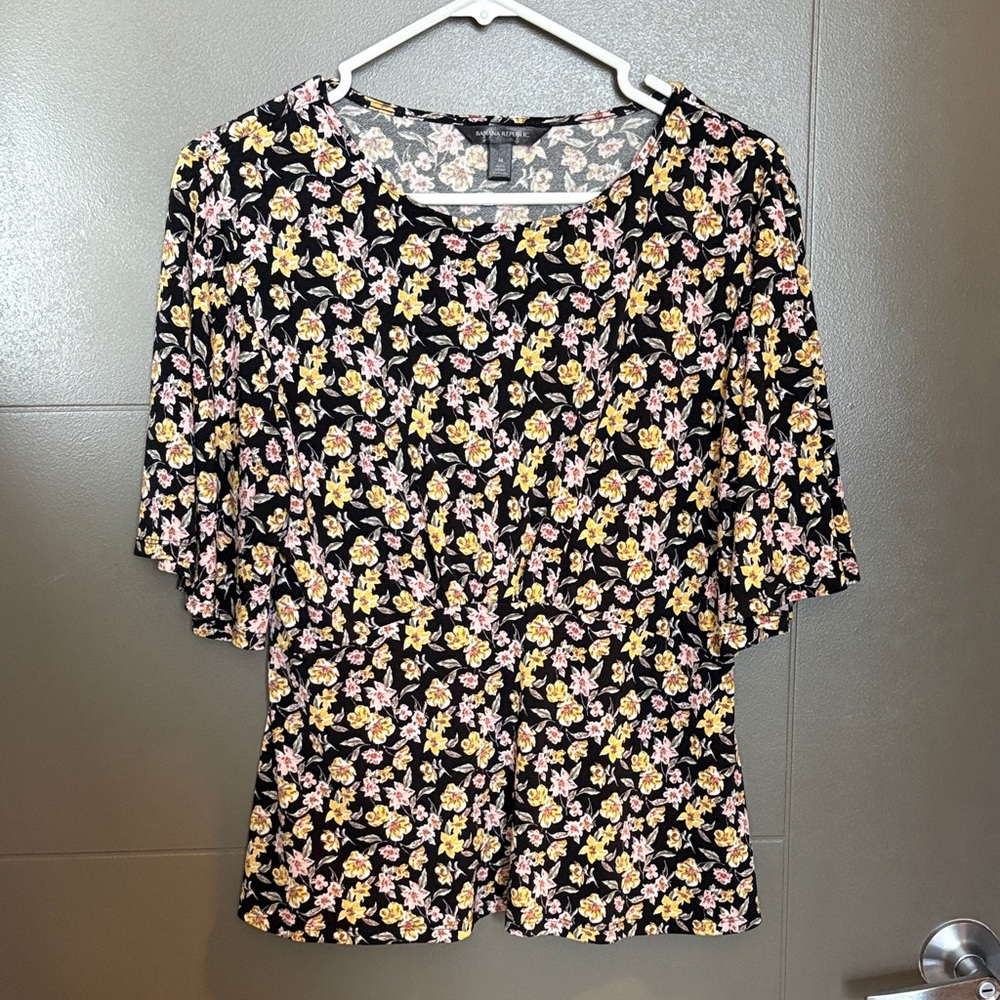 Banana Republic Black Floral Blouse